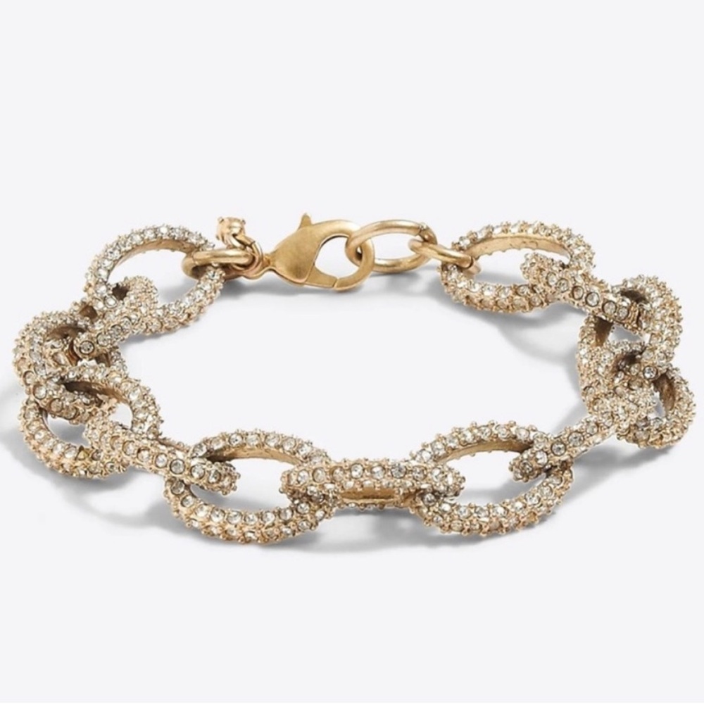 J. Crew Factory Gold and Crystal Link Bracelet